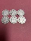 Barber QUARTER  DOLLAR Dates Radom Lot of 6 Coins  90% Silver    ( 235 )
