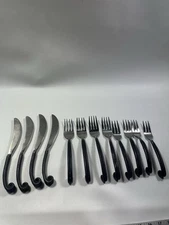 12 Pcs Gourmet Settings TWIST Stainless Coiled Loop Silverware 4 Knife 8 Forks
