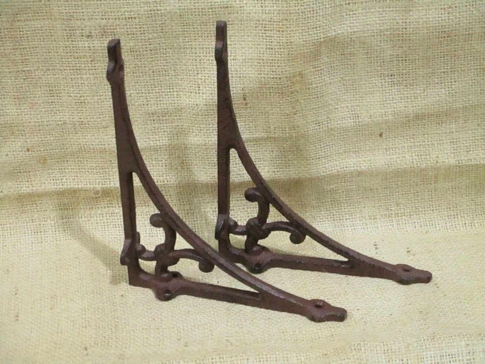 6 Shelf Brackets Corbels Wall Cast Iron Rustic Farmhouse 7 1/2" X 6 1/4" Braces - Image 2 of 4