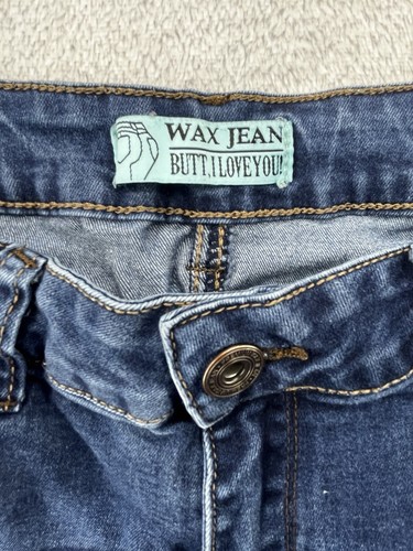 Wax Jeans Butt I Love You Womens Size 7 Blue Mid Rise Distressed Cuffed Legs - Picture 6 of 12
