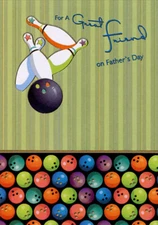Designer Greetings Bowling Ball and Pins on Green Father's Day Card for Friend