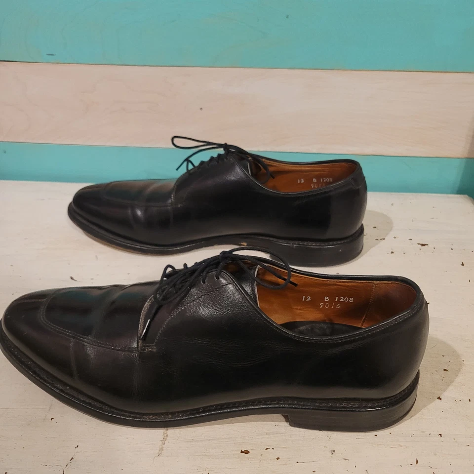 Allen Edmonds Zapatos 12 B Cuero Negro Vestido Oxford Delary Hecho en EE. UU. Puntera Dividida Foto 4 de 4