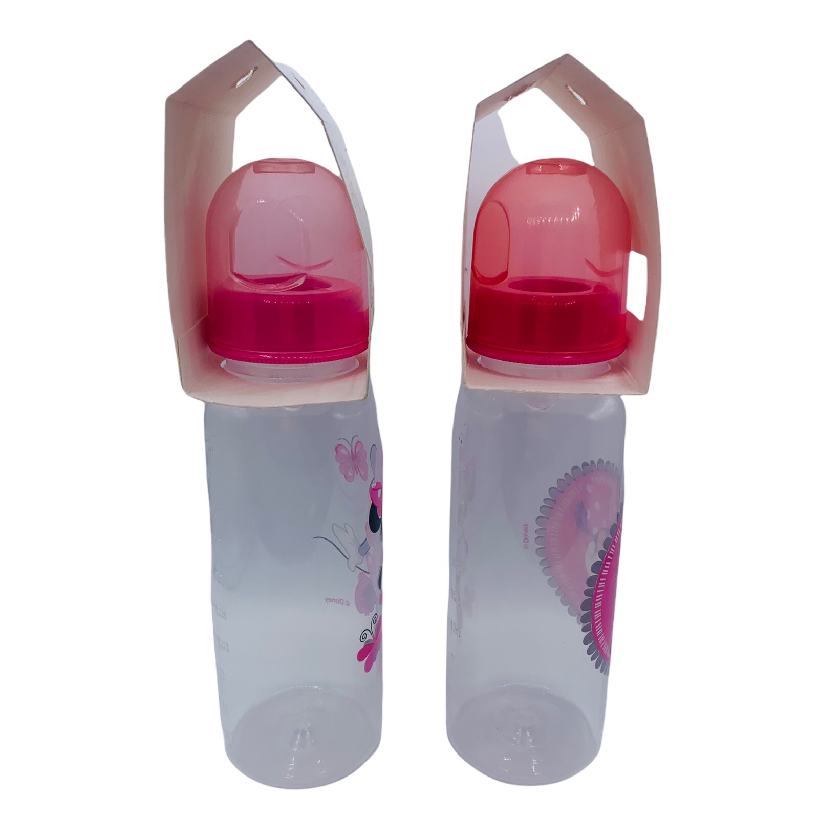 2x Disney Baby Bottles Minnie Mouse Medium flow silicone Nipple BPA