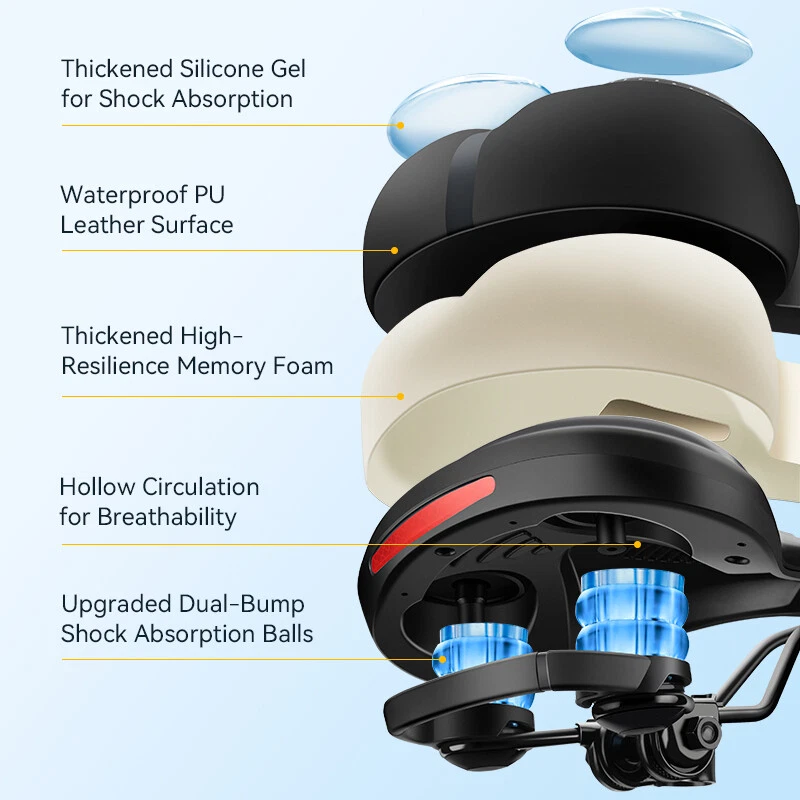 Asiento de bicicleta ROCKBROS cómodo sillín bicicleta de montaña suave ancho cojín de asiento de bicicleta Foto 2 de 4