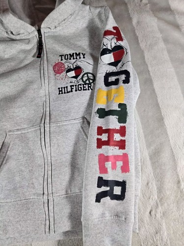 Tommy Hilfiger Girls Full Zip Fleece Hoodie Logo Oat Heather Gray S 7 NWT $49.50 - Picture 7 of 13
