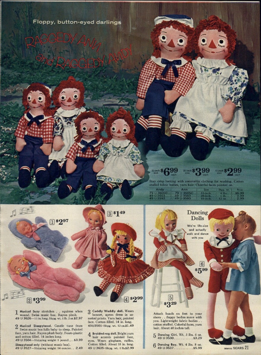 1964 PAPER AD COLOR Raggedy Ann Andy Doll Dancing Lolli-Pop Girl