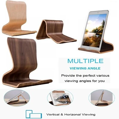 Universal Desktop Wooden Stand Mount Holder For Apple iPad Samsung Tab 13" - image 1 of 4