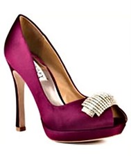 Badgley Mischka JULIA Satin Jewel Heels Pumps Shoes BURGUNDY RED WINE US 7.5