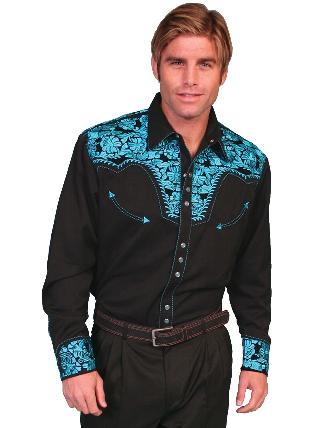 Floral Big & Tall Western Casual Button-Down Shirts for Men