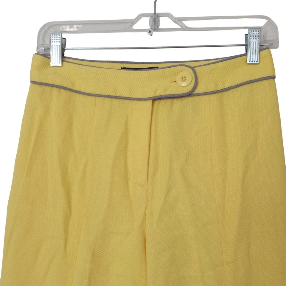 Calça social estilo Metro vintage anos 90 feminina cinza amarela tamanho 6 retrô texturizada cintura média - Imagem 3 de 4