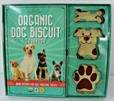 Organic Dog Biscuit Cookbook Recipes & Dog Puppy, Paw & Bone Cookie Cutters NEW