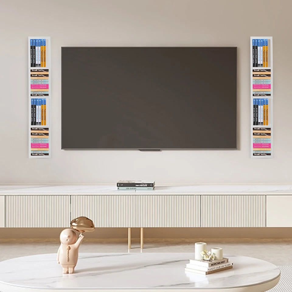 34 Inch Wall Mount Media Storage Rack, CD DVD Cube Organizer Metal Shelf - Image 2 of 4