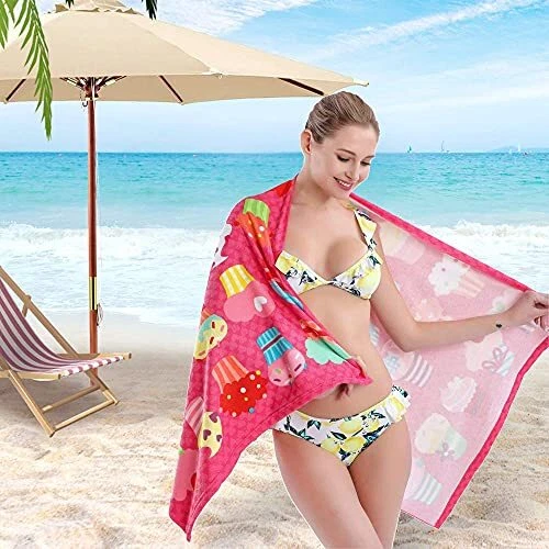 Auxory Microfiber Beach Towel Set Oversized Large Quick Dry Soft Thin Sand Fr...