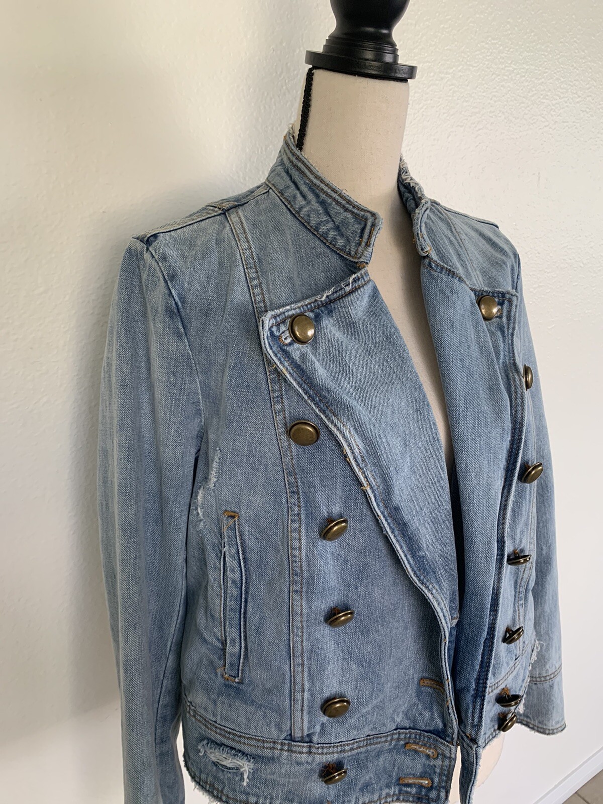 Free People Military Denim Jacket Gem