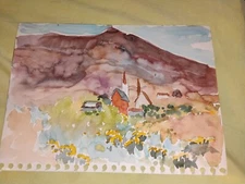 2 Original Watercolors By Peg Humphreys Greece Scenes 9" x 12" 