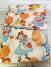 VTG Bobbs Merrill Raggedy Ann And Andy Dog Twin Size Flat and Fitted Sheet Set