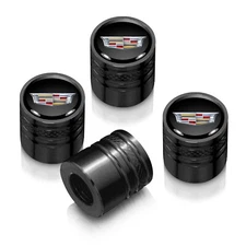 Cadillac Crest Logo Black on Black Aluminum Cylinder-Style Tire Valve Stem Caps