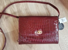 Samantha Brown To-Go Faux Croco Wallet Crossbody Burgundy NWT