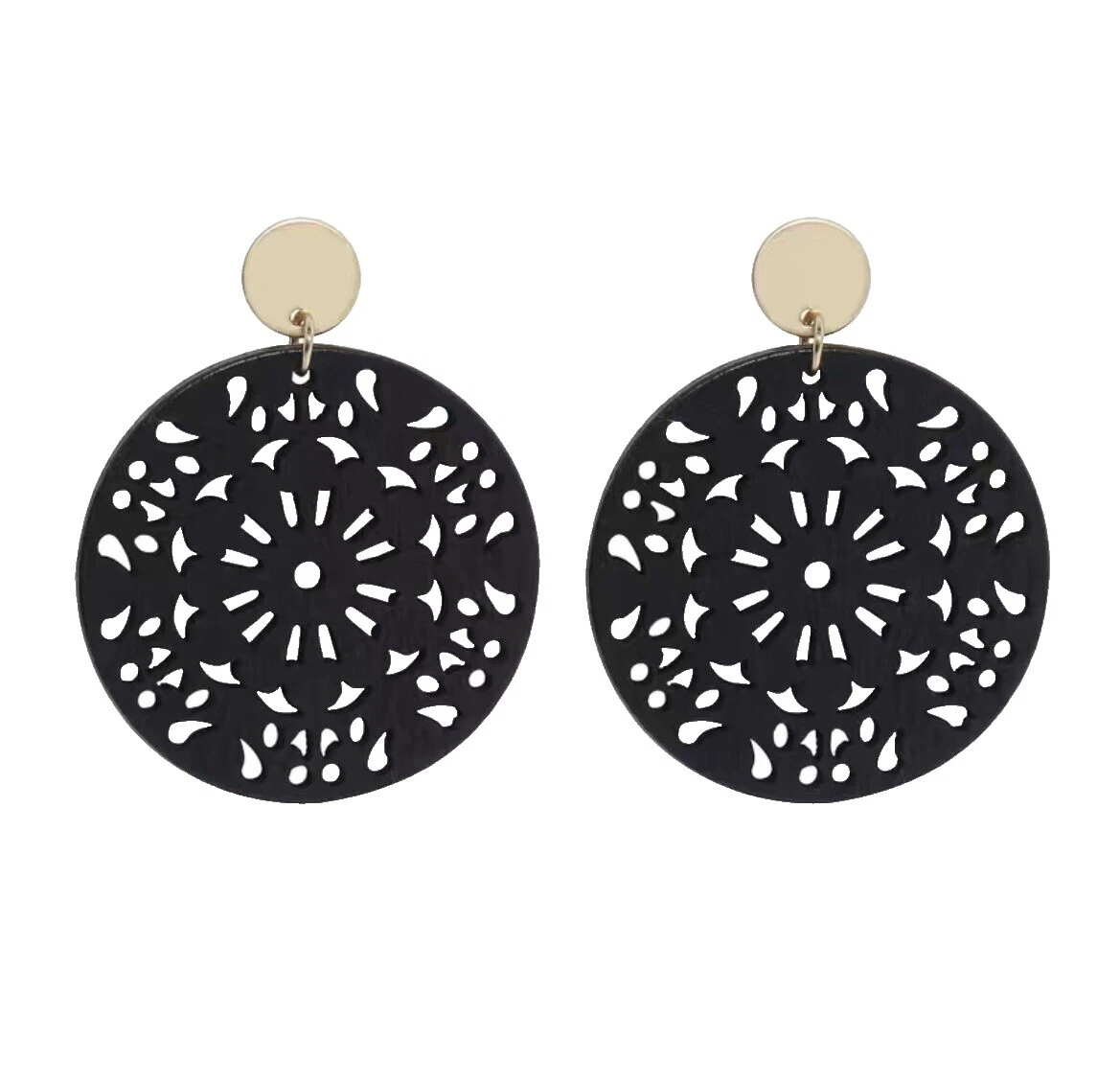 Black Wood Fashion Earrings