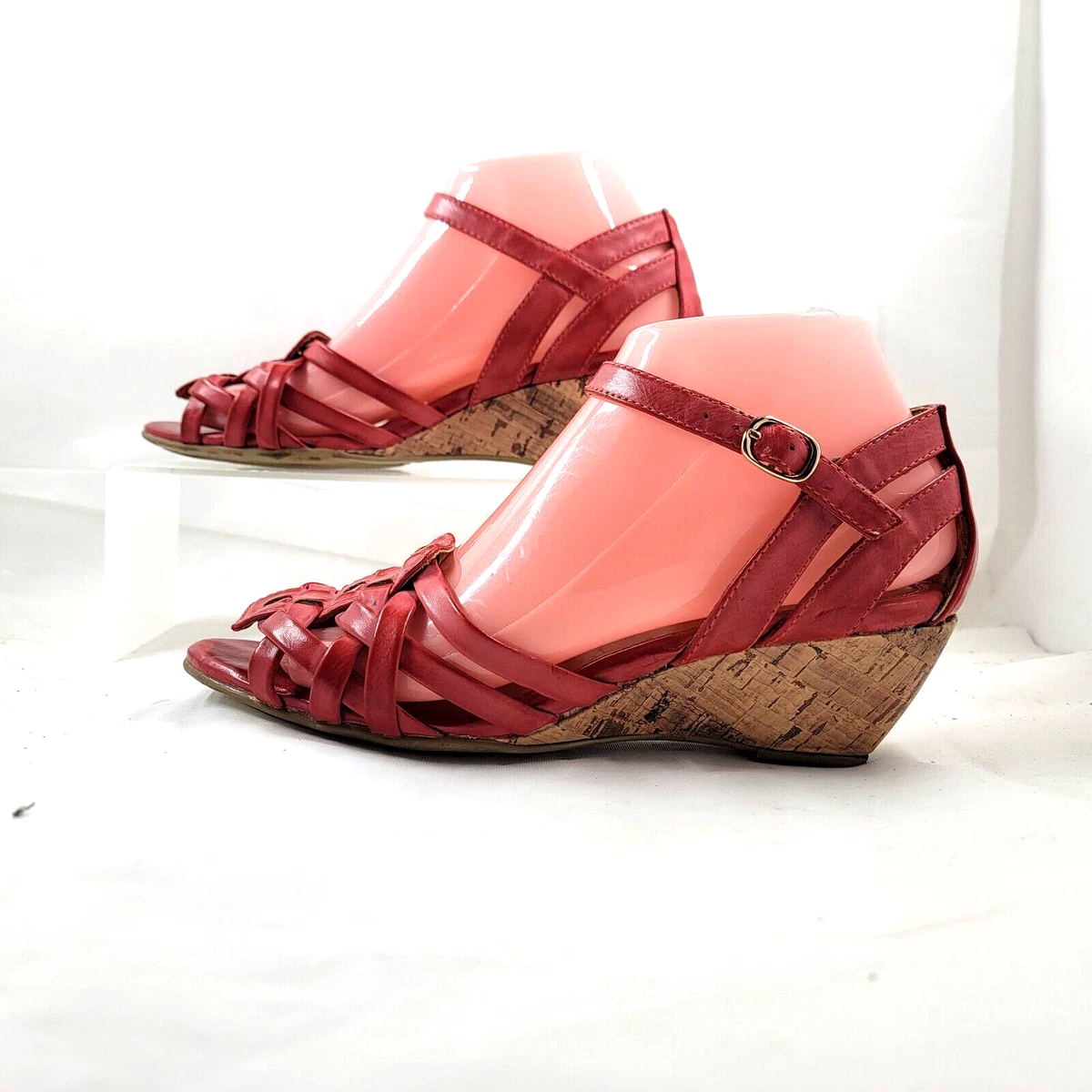 Croft Barrow Wedge Womens 7 M Coral Sandals Sling Back Shoes