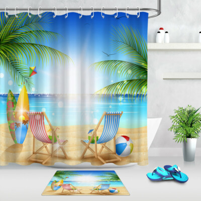 Hot Ocean Palm Tree Theme Bathroom Decor Waterproof Fabric Shower Curtain 180cm Home Garden Edemia Bathroom Supplies Accessories