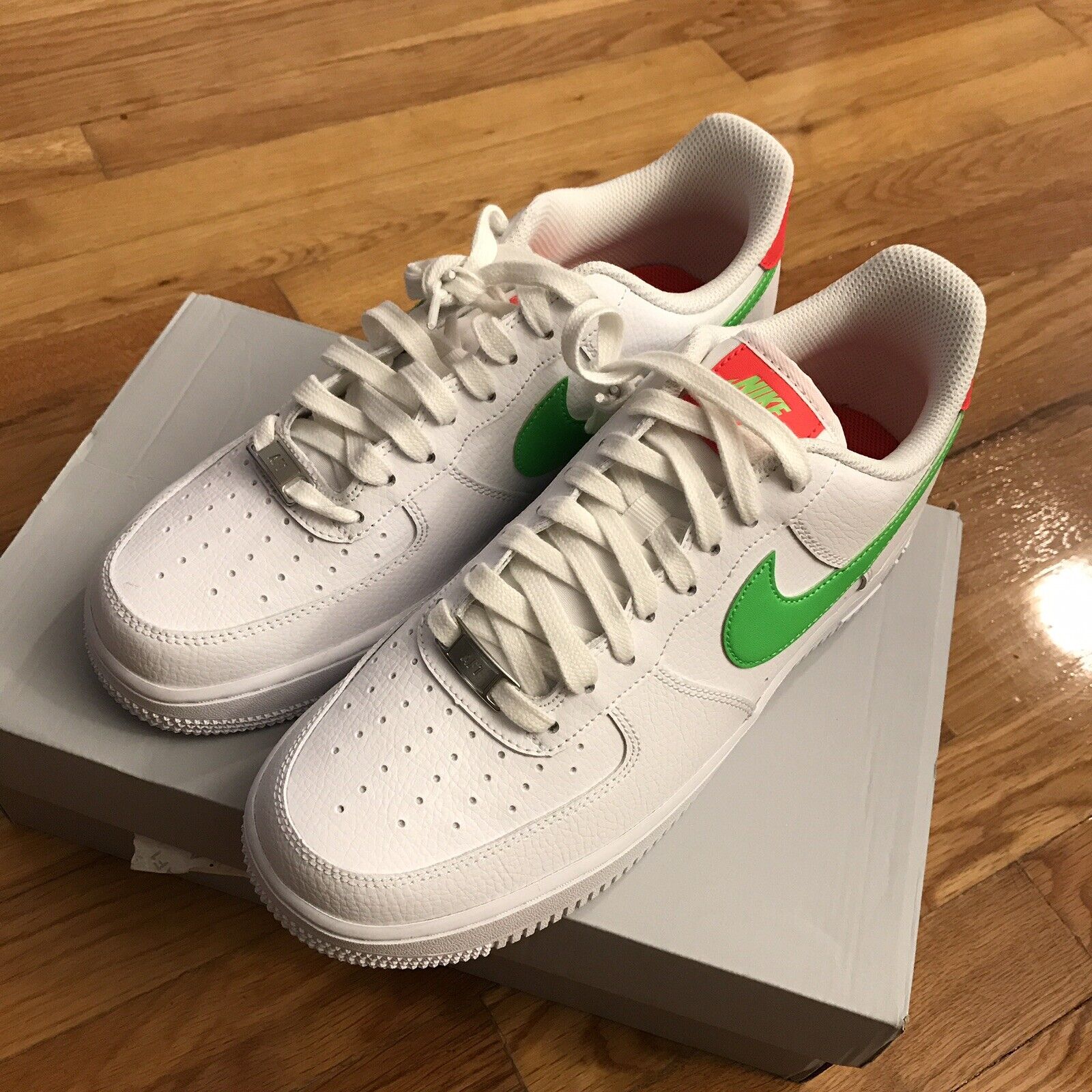 Nike Air Force 1 ´07 “Watermelon” White Crimson Green CT4328-100 Women's Sz  6