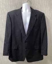 Hart Schaffner Mens Black Pinstriped 2 Button Sport Coat Size 48L USA Made