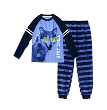 Wonder Nation Boy's 2 Piece Fleece Pant Pajama Sleep Set glow in the dark XS 4/5