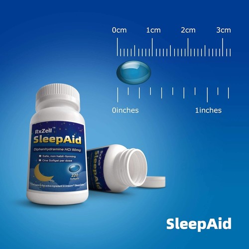 Sleep Aid, Diphenhydramine HCl 50mg, 220 Softgels Fall Asleep Faster 2pcs - Picture 5 of 7
