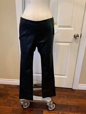 La Fee Verte Black Faux Leather Panel Pants, Size S, NWT!