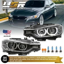 U Ring Angel Eyes Projector Headlight + Super White Lo/Hi For 12-15 BMW F30/F31
