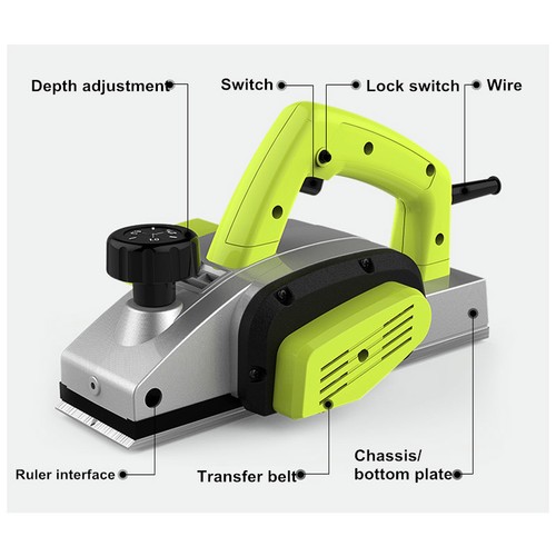 220V Multifunction Electric Wood Planer Woodworking Tool Handheld Planer 1000W - Picture 2 of 4