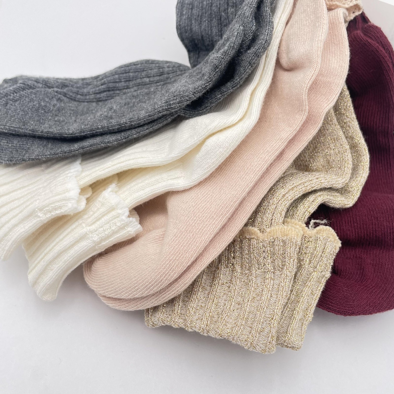 H&M Socks Girls US 8-9.5 Multi Color 5 Pack Bow Lace Ruffle Ribbed Crew thumbnail 6