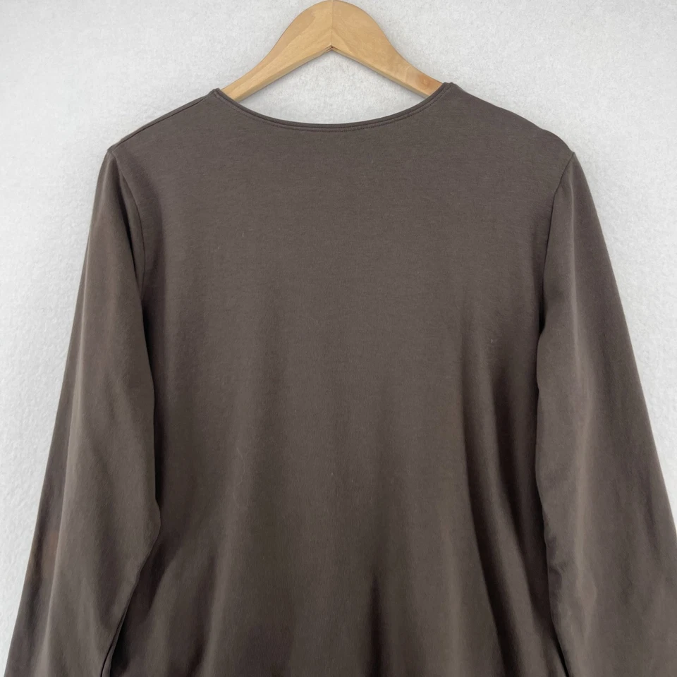 Top EILEEN FISHER XL Elástico Algodón Orgánico Cuello Redondo Manga Larga Marrón EE. UU. Foto 4 de 4