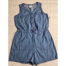 Old Navy Girls Blue Chambray Sleeveless Romper Size S 6-7 NWT