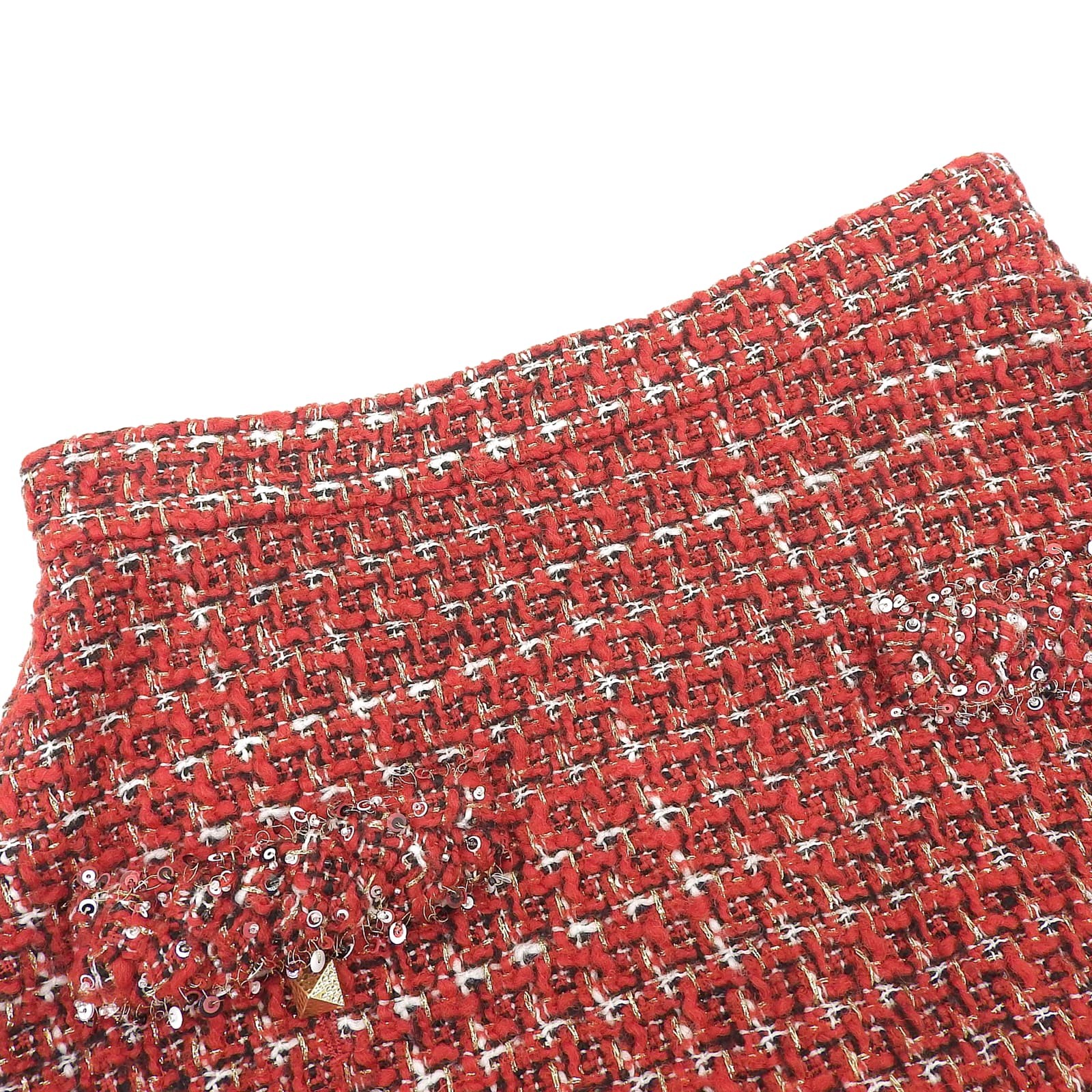 VALENTINO VB3RA769677 Shorts Skirt Wool Sequin Tweed And Red Size 38 Italy thumbnail 3