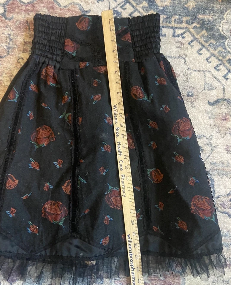 Axes Femme Black Rose brocade high waisted skirt with trim and tulle Medium - Image 3 of 4