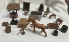 Vintage 21 Piece Marx 1950s Bar-M Ranch Furniture + Accessories Western Playset
