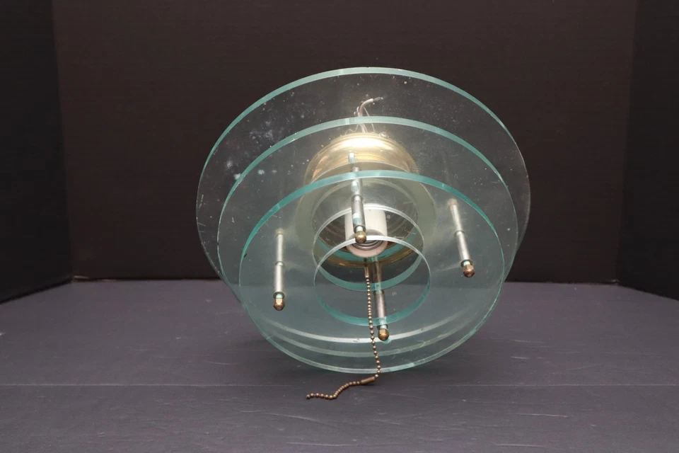 VTG Lucite Streamline Art Deco Style Flush Ceiling Fixture Pendant Chandelier - Image 3 of 4