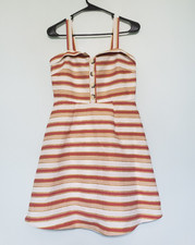 Mi ami  Francescas Women S Mini Dress Sleeveless Stripe Button Accent Multicolor