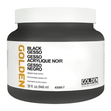GOLDEN Black Gesso, 32 fl. oz. Jar, Professional 32 Fl Oz Pack of 1 ,