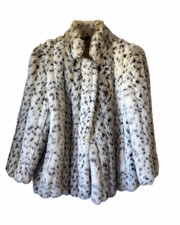 Vintage Hillmoor New York faux fur coat, leopard print, 18 made in the USA