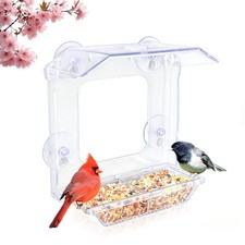Window Bird Feeder with 4 Suction Cups Clear Bird House Outdoor