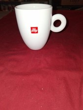 ILLY 8 oz O Ring Handle Original Ceramic Coffee Mug White w/ Red Logo
