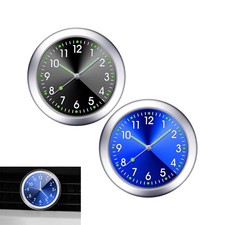 2 PCS Mini Car Clock, 1.5In Luminous Dashboard Watch, Adhesive, Blue, Black