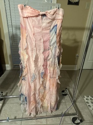 Vestido Largo Rosa y Azul Pastel Mujer Pequeño Sin Tirantes Fluido Por Finesse Polos - Imagen 1 de 4