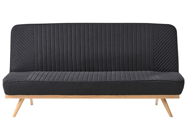 2-Sitzer Schlafsofa Stoffbezug Schwarz Gesteppt Hohe Metallbeine Skandi Kalfafel-image