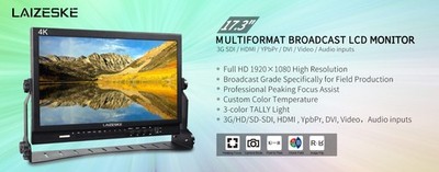 LAIZESKE DR173H 17.3'' Aluminum Design 1920×1080 Pro Broadcast LCD Monitor
