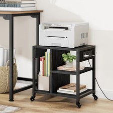 Small Printer Stand with Power Outlets Rolling Printer Table with Lockable Wheel