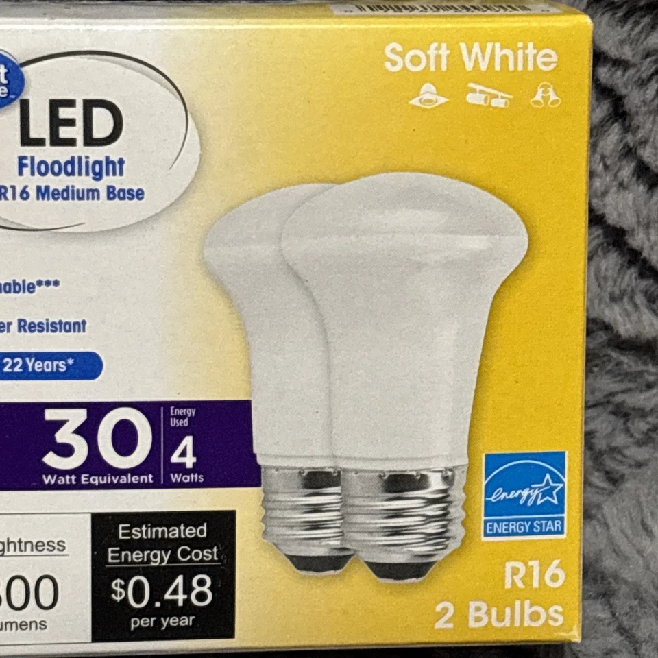 GV LED Floodlight R16 4W Soft White w/Med.Base 2 Bulb pack - Image 3 of 4
